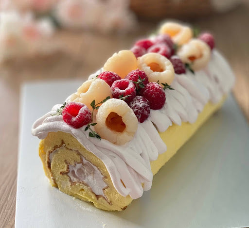 Lychee Raspberry Swiss Roll Recipe